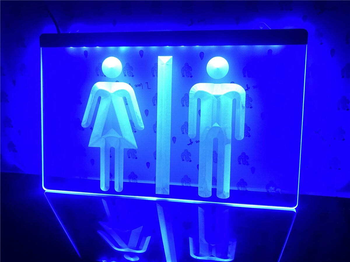 Neon 3D LED Leucht-Schild WC, Toilette, Bad, Leuchtreklame